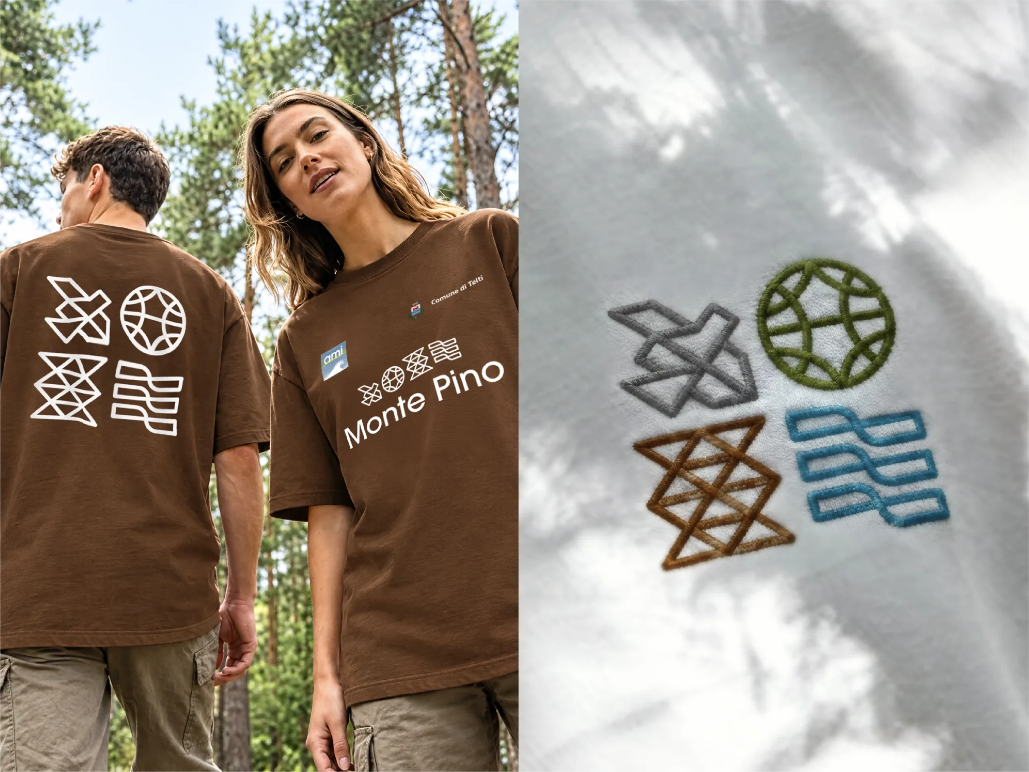 Monte Pino staff T-shirts and embroidered marks